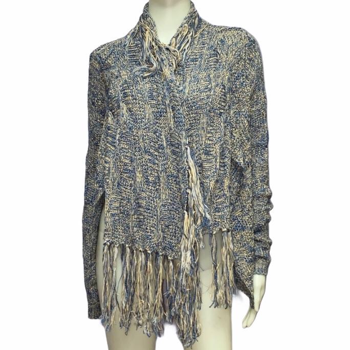 Flying Tomato Marled Knit Fringe Cardigan Medium